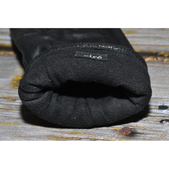 Cire Gloves Mens Large Black Faux Leather Textured Palm Lined‎ Winter Warm - Picture 11 of 11
